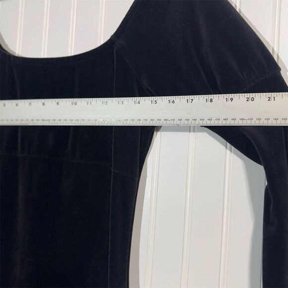 VTG Metamorphosis Black Velvet Maxi Dress Small S Long Sleeve Goth 90s Grunge - Picture 4 of 6